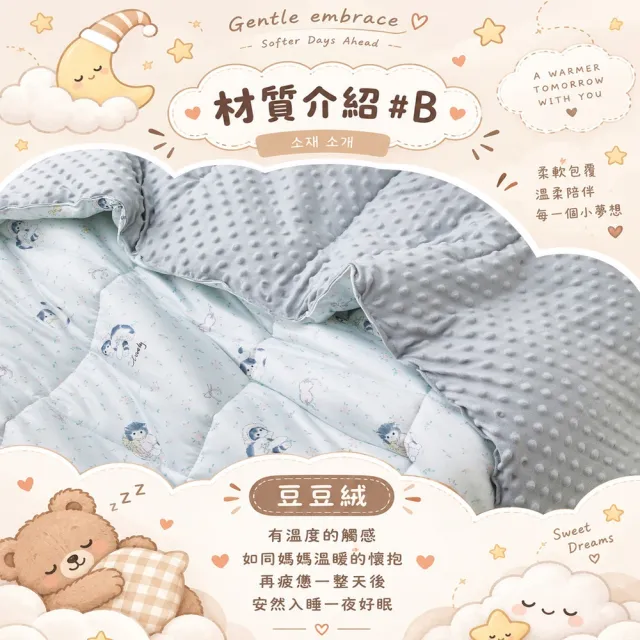 【MIT iLook】兒童QQ豆豆安撫雲朵絨保暖毯被 (120x150公分/多款可愛花色可選)
