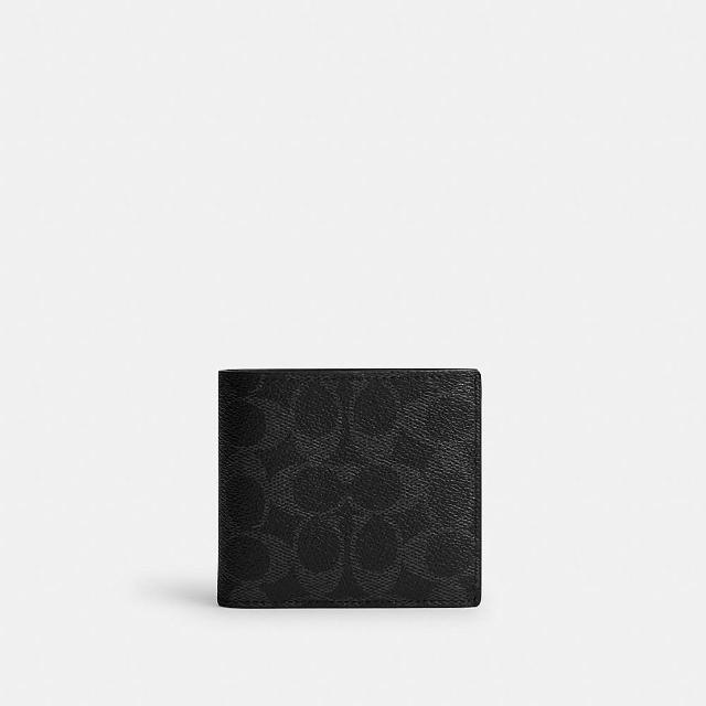 【COACH】蔻馳官方直營 經典標誌零錢錢包-黑色 Signature(CY406)