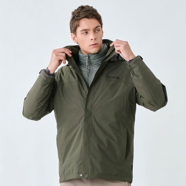 【Hilltop 山頂鳥】GORE-TEX 2L二合一防水透氣石墨烯蓄熱羽絨短大衣外套 男款 綠｜PF22XM38ECMM