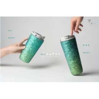 【Titanium 鈦造】純鈦跳跳杯 MiNi 晶鈦系列-水嵐青 600ml (保溫瓶 鈦保溫杯 台灣鈦杯 鈦金屬 環保杯)