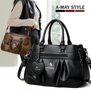 【Amay Style 艾美時尚】女包 側背包 花苞感愛心吊飾肩背手提包(3色.現貨+預購)