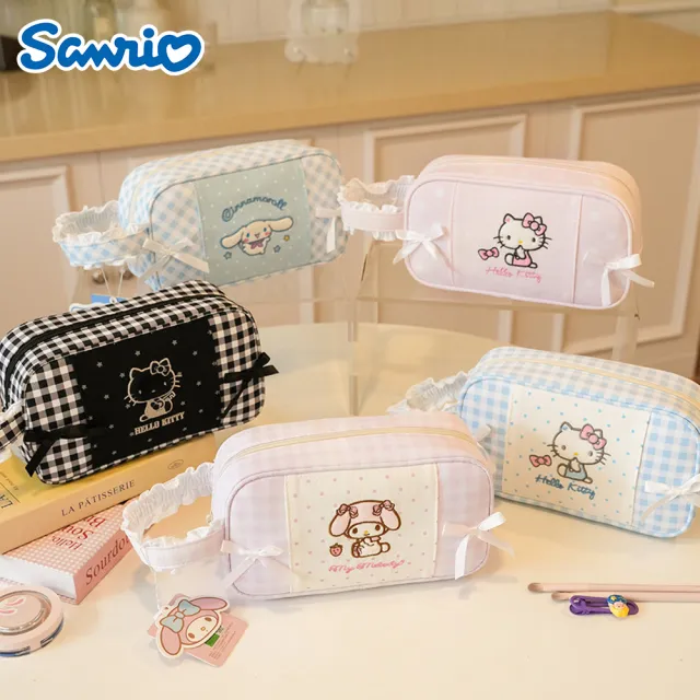 【SANRIO 三麗鷗】凱蒂貓大耳狗美樂蒂便攜手提蕾絲化妝包