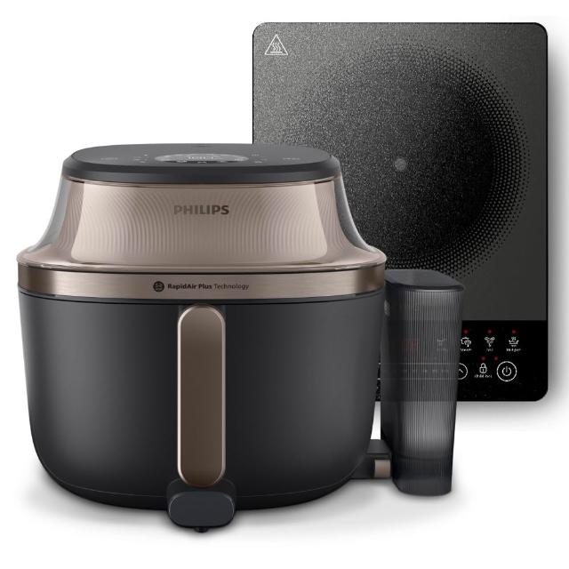 【Philips 飛利浦】星視界Plus透視蒸氣海星氣炸鍋7.2L+電磁爐_NA547/07+HD5850/90