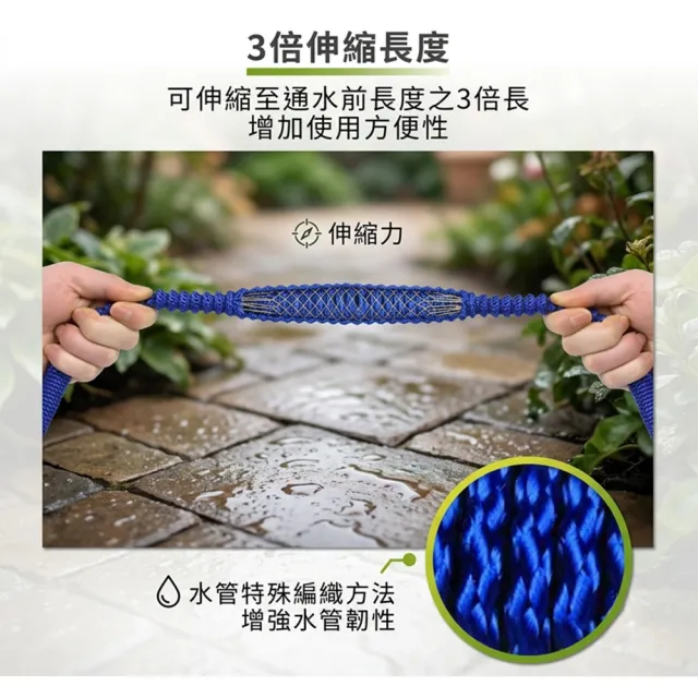 【VICTORY】高彈力伸縮水管高壓水槍組10-30m-2組(澆花 洗車 沖洗地板 園藝 金屬接頭 通用)