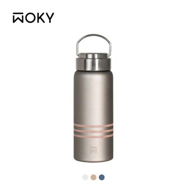 【WOKY 沃廚】Ti純鈦提手保溫瓶500ml兩入組(鈦杯/隨行杯/飲料杯/保溫杯/保溫瓶)