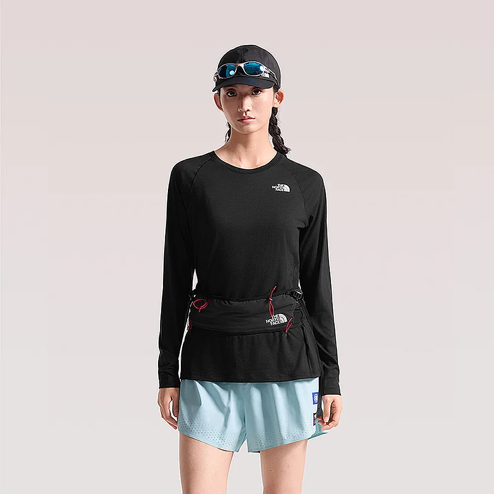 【The North Face】北面女款黑色美麗諾羊毛透氣長袖T恤｜8J2ZJK3