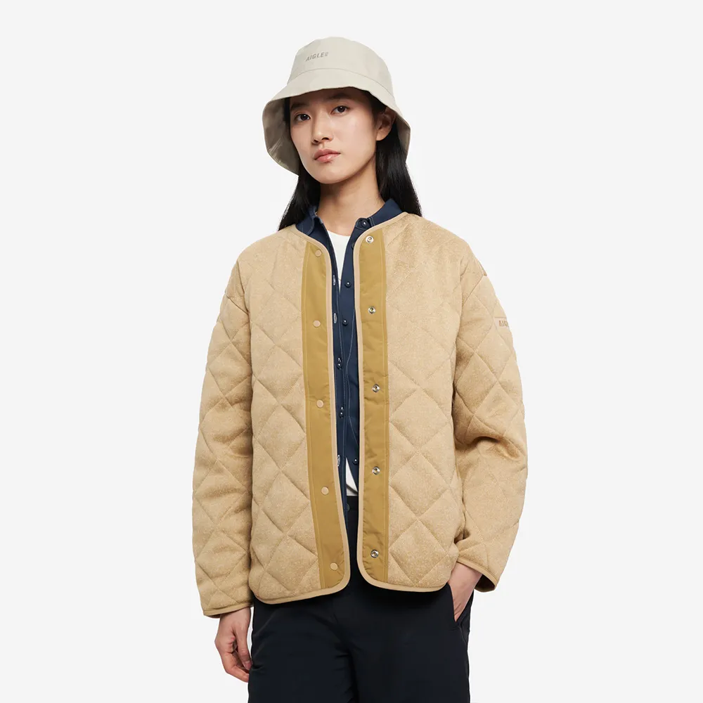 【AIGLE】女 刷毛保暖外套｜AG-5A228A150 卡其(女外套 保暖外套 刷毛外套 刷毛衣 鋪棉外套)