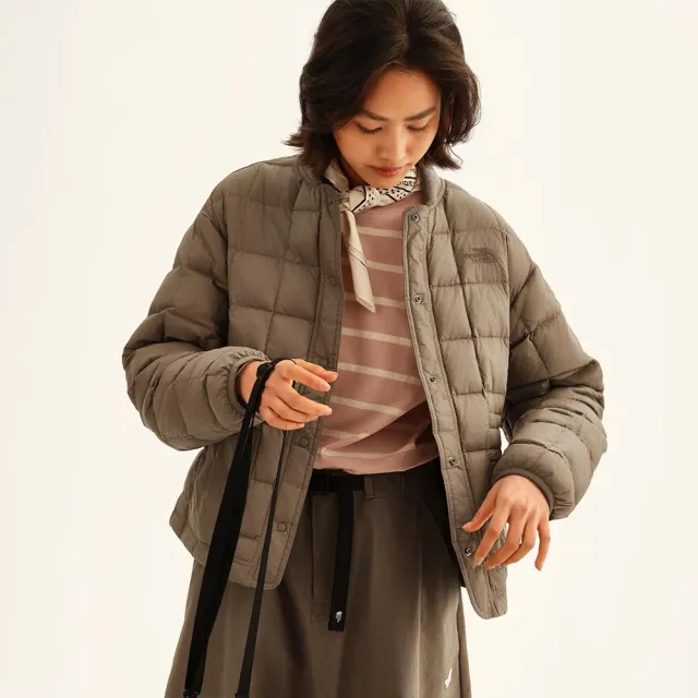 【The North Face】北面女款褐色DWR防潑水寬鬆羽絨外套｜8J6U2H9