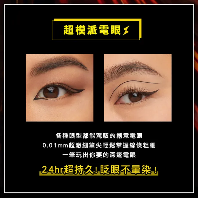 【MAYBELLINE 媚比琳】飛天小女警★超激細抗暈眼線液抗手震版(任選3入組)