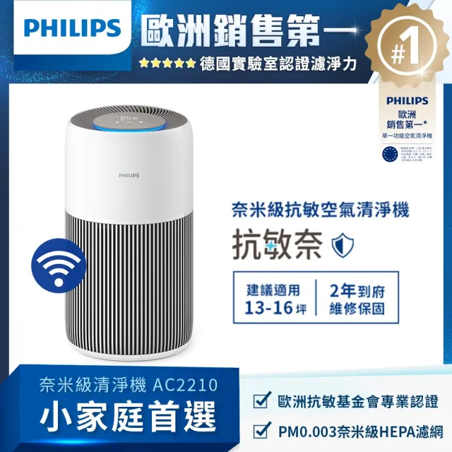 【Philips 飛利浦】2026年度新機！抗敏奈米級空氣清淨機★適用13-16坪(AC2210/80)