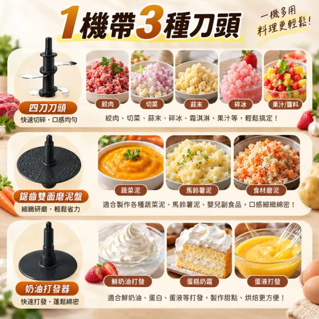 【Fujitek 富士電通】多功能食物料理機/絞肉醬剝蒜切碎研磨攪拌碎冰機/打發寶寶副食寵物鮮食FTJ-FC110