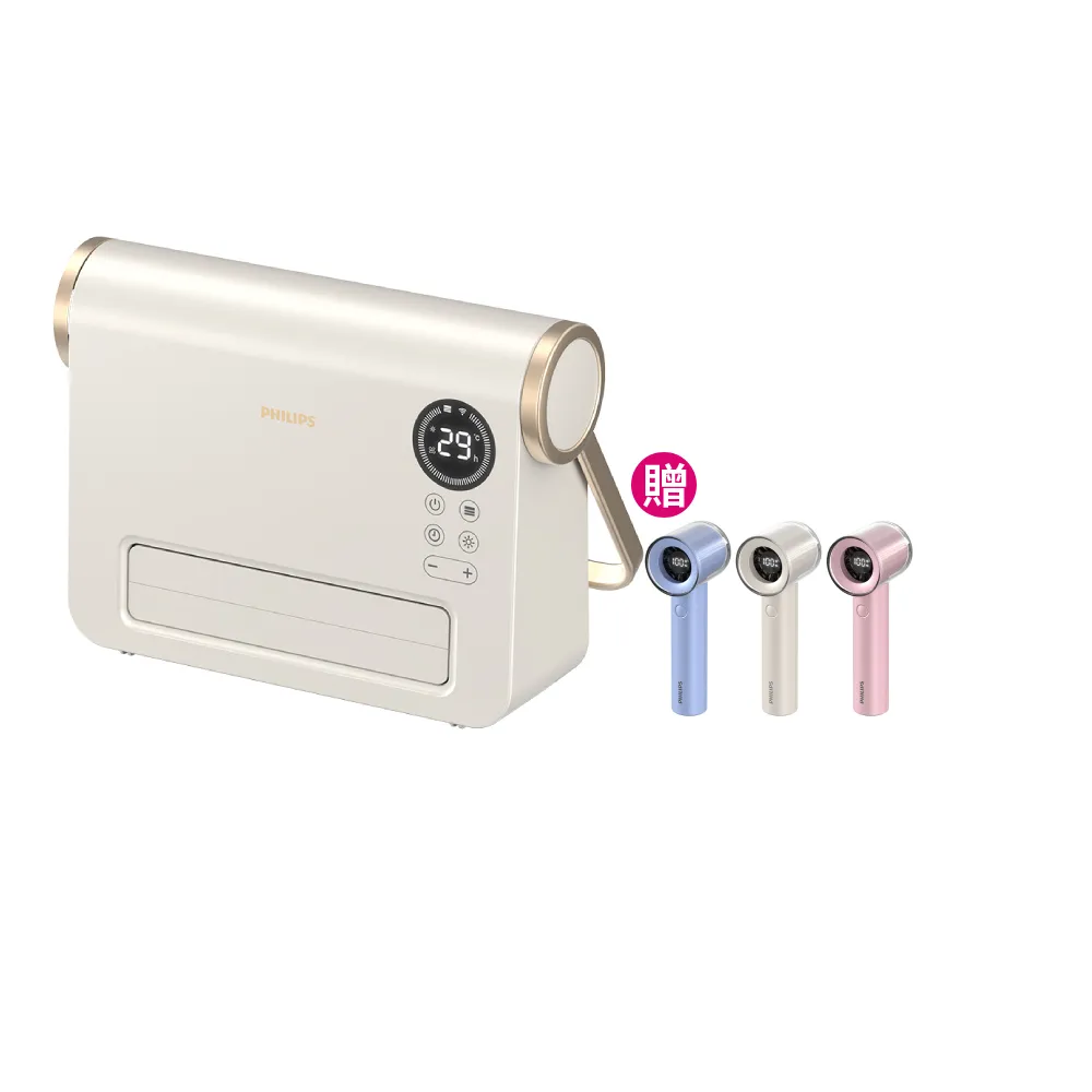 【Philips 飛利浦】石磨烯壁掛暖風機 送100檔手持扇 超值組(AHR3126FX+ACR3222)