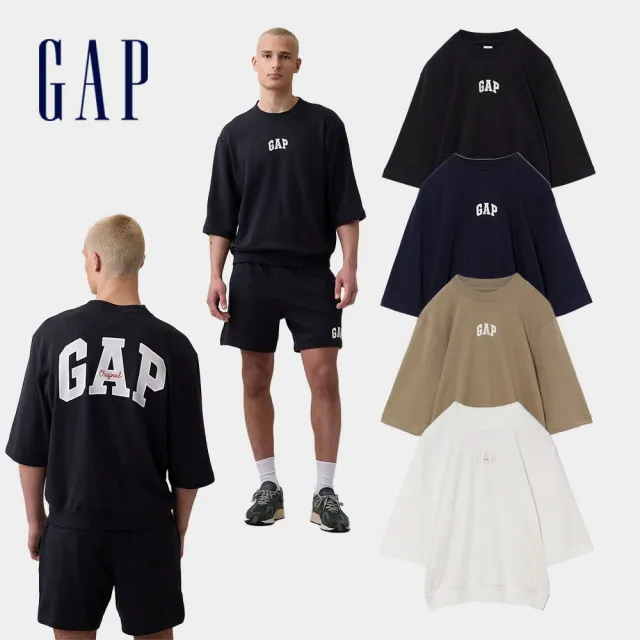 【GAP】男裝 寬版法式毛圈布短版T恤-多款任選(894498&898685&898684)