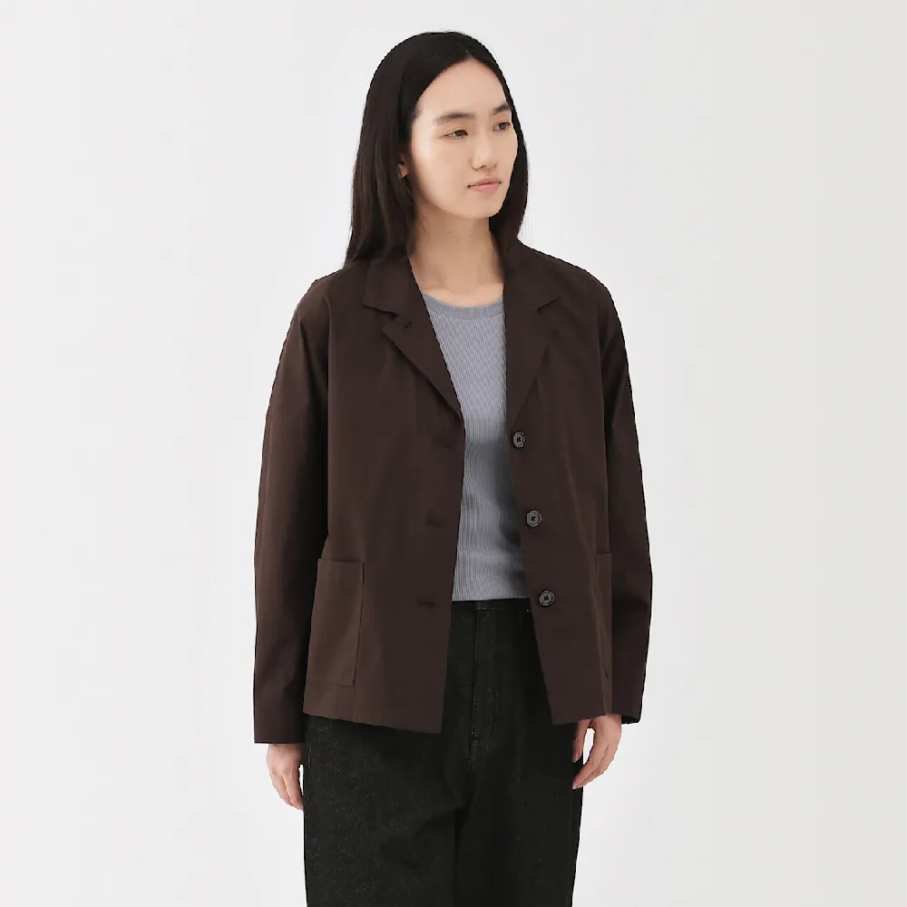 【MUJI 無印良品】女速乾平織布襯衫式外套(黑色/暗藍/深棕)