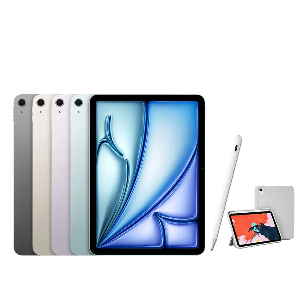 【Apple】2026 iPad Air M4晶片/13吋/WiFi/256G 平板電腦(A04 Plus觸控筆+三折筆槽殼+鋼化保貼組)