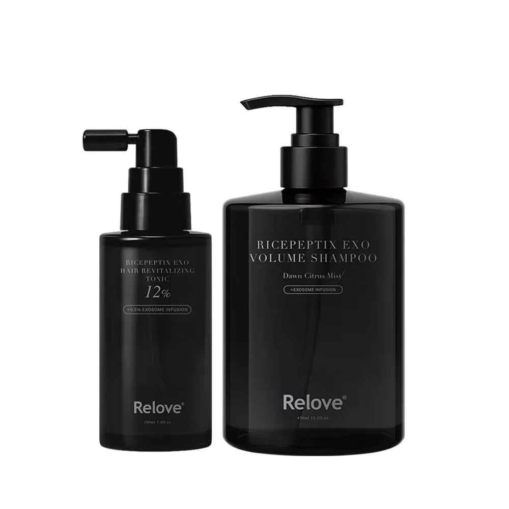 【Relove】黑泌12%養髮組(豐盈洗髮精450ml晨柑朝露香+12%養髮液100ml 頭皮水 頭皮護理 頭皮精華)