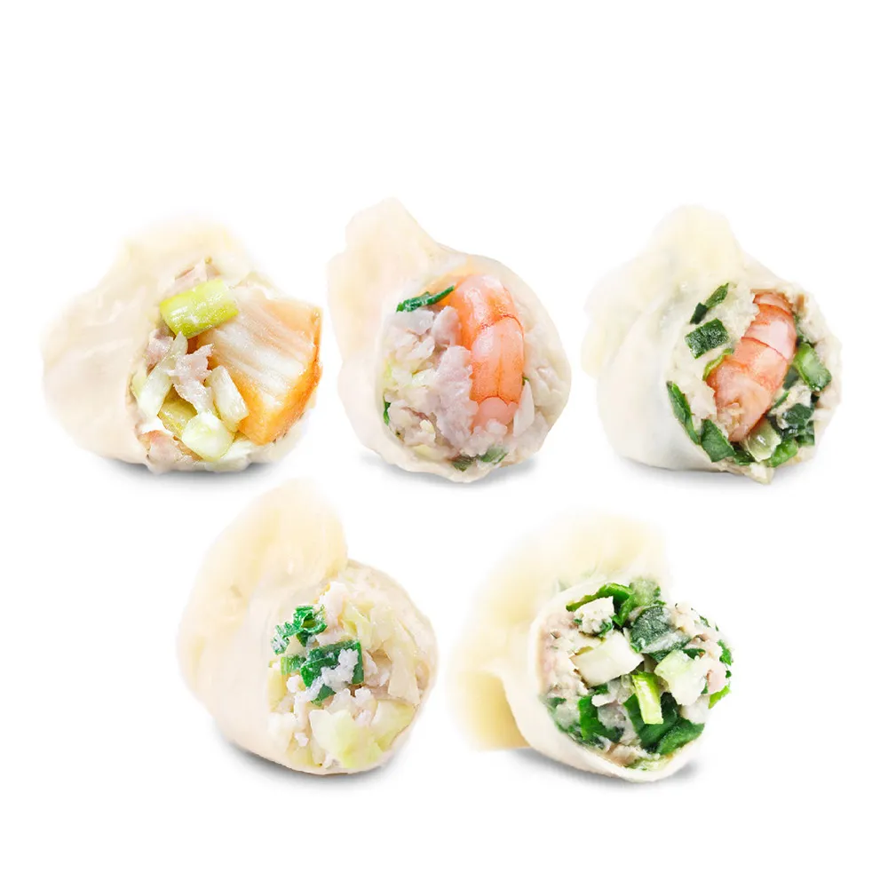 【果貿吳媽家水餃】海陸干貝4盒96顆(頂級干貝+高麗菜蝦+韭菜蝦+高麗菜肉+韭菜肉)