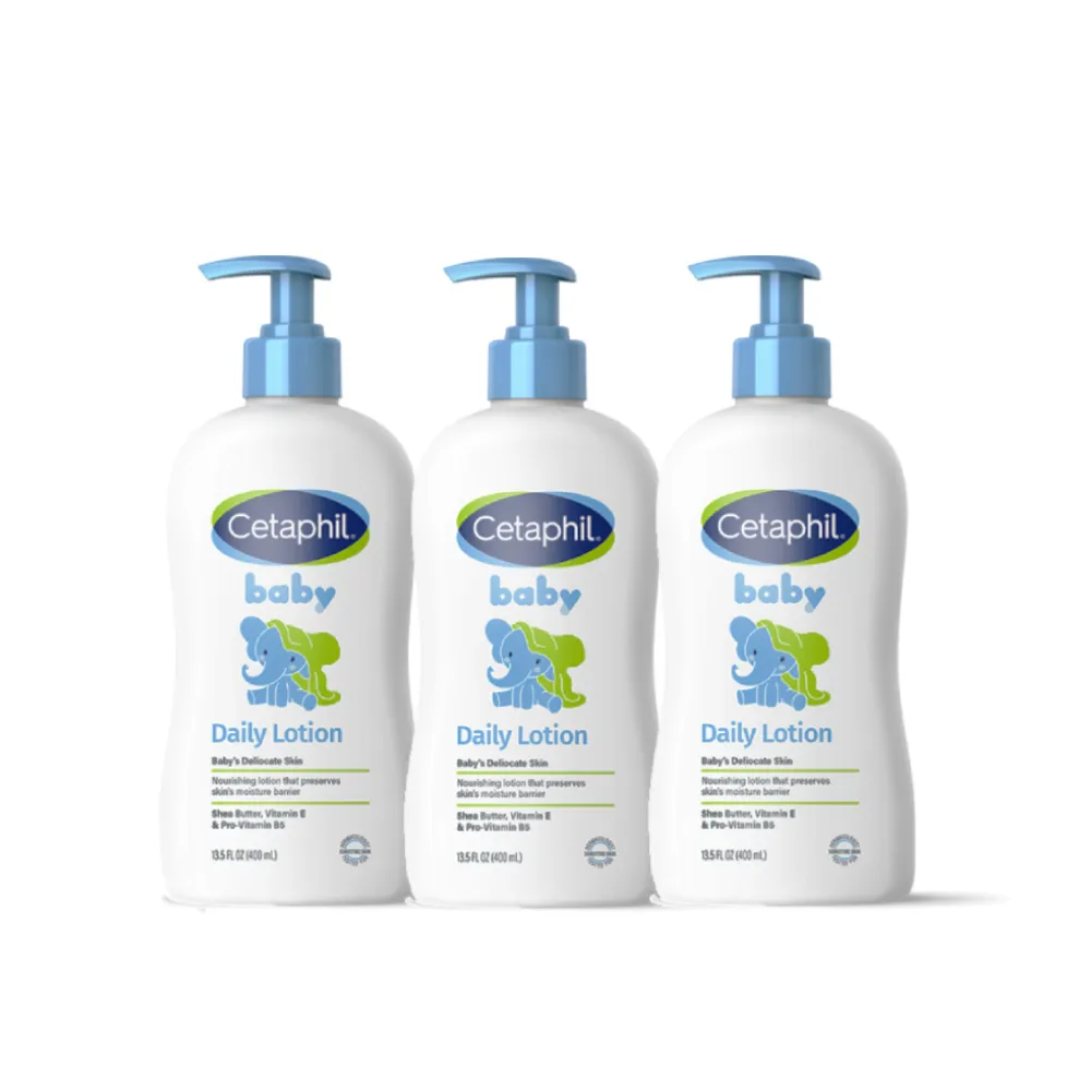 【Cetaphil 舒特膚】官方直營 baby溫和潤膚乳 400ml*3入(嬰兒乳液/臉部身體適用)