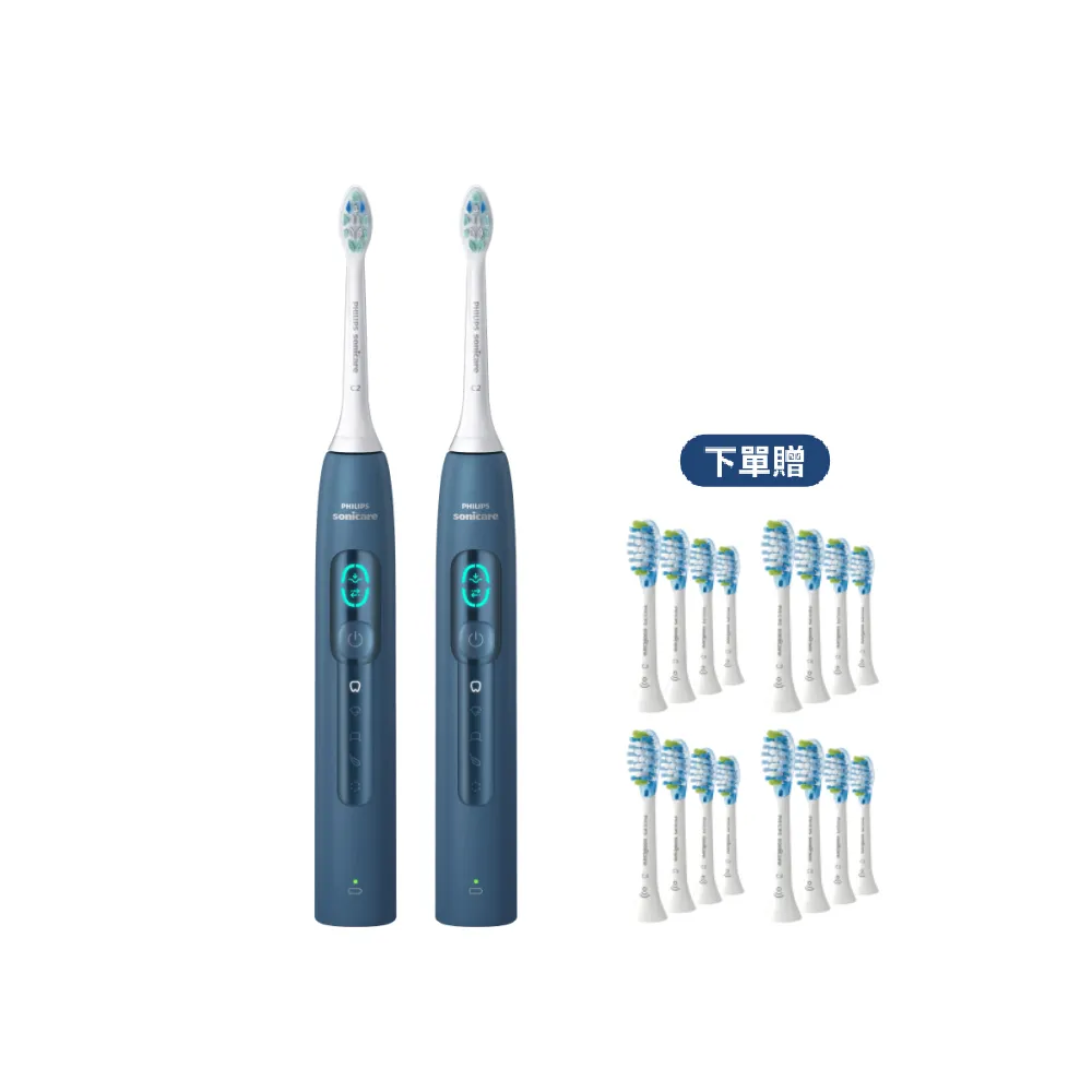 【Philips 飛利浦】momo獨家 HX5682/01 語音導航音波電動牙刷 2入組-暮光藍(官方直營)