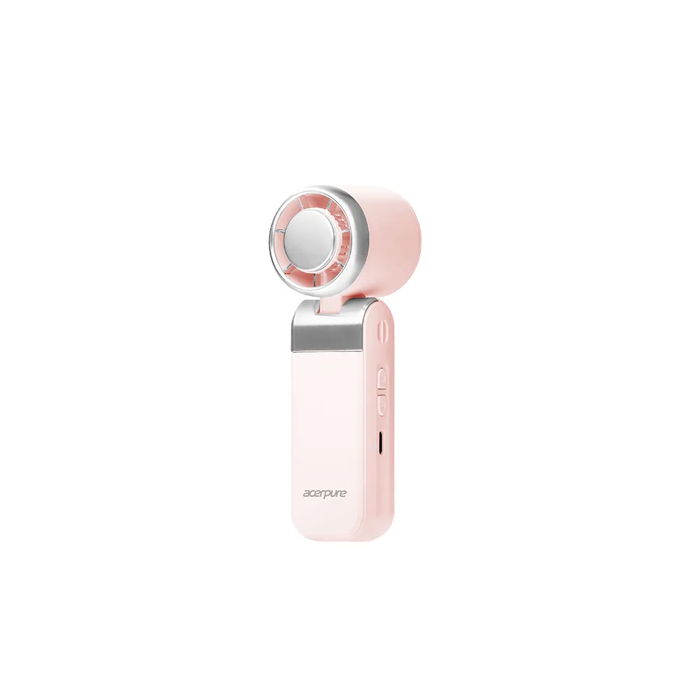 【acerpure】COZY HF3 輕量折疊冰感高速手持風扇 HF316-10(P) 櫻花粉 (BSMI認證/3用掛繩/100段風速)