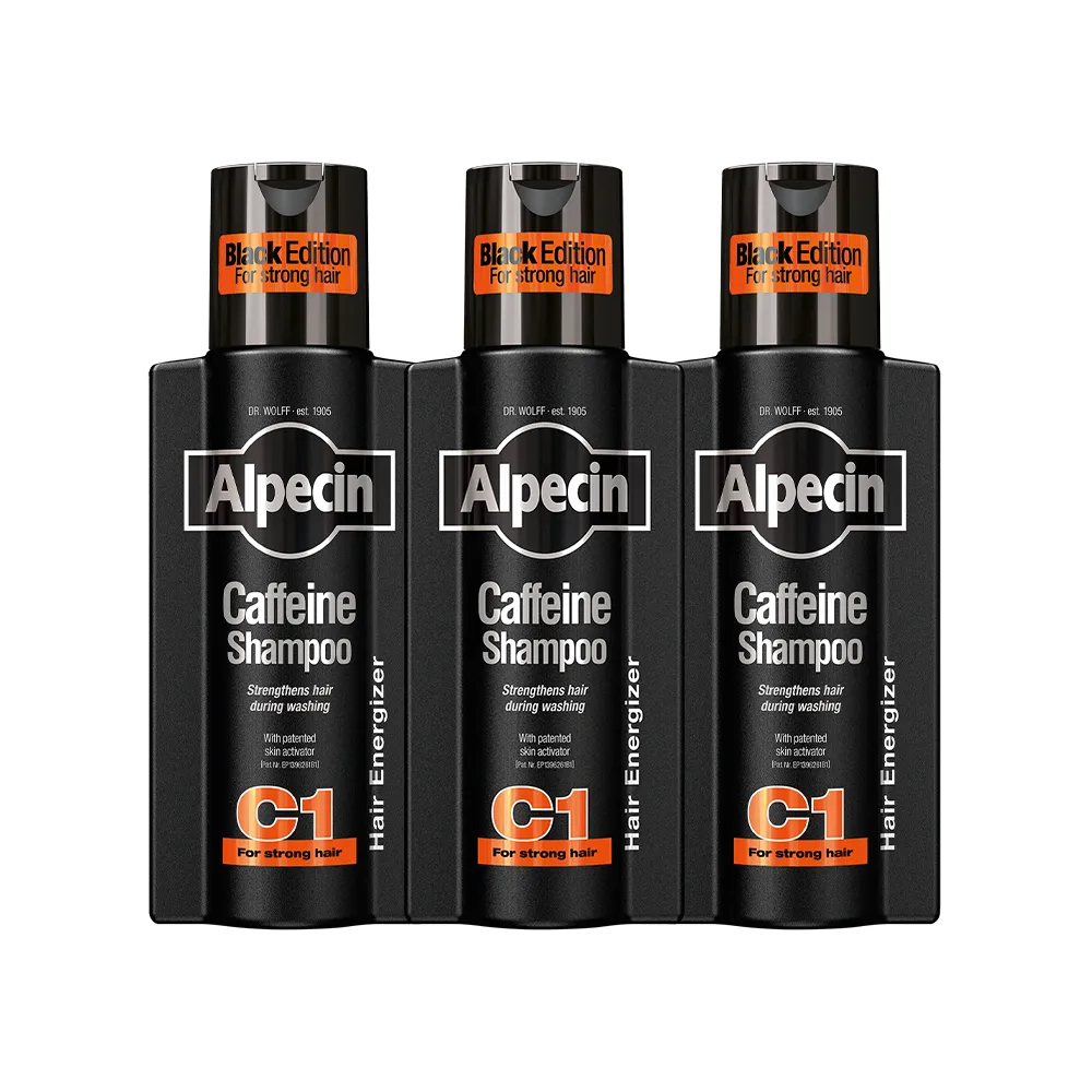【Alpecin】Black C1咖啡因洗髮露黑色經典款250mlx3入(洗髮精)