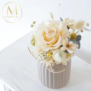 【Floral M】香草拿鐵永生花禮贈香氛油(乾燥花/永生花/情人節花禮/告白禮物/生日禮物/開幕花禮/居家擺飾)