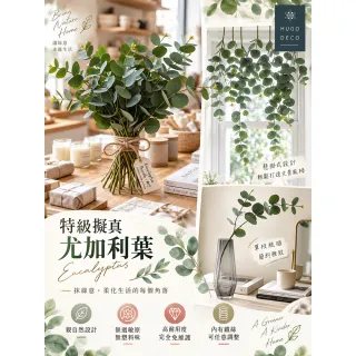 【HUGO DECO 榆果傢飾】特級擬真尤加利葉 爬藤 單枝