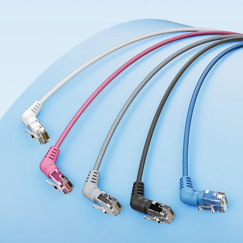 【VENTION 威迅】CAT6A超六類 3M 10Gbps 雙彎頭可旋轉纖細高速網路線(IBO系列)
