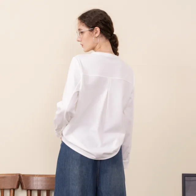 【MASTINA】小立領半門襟工裝襯衫 白(魅力商品)
