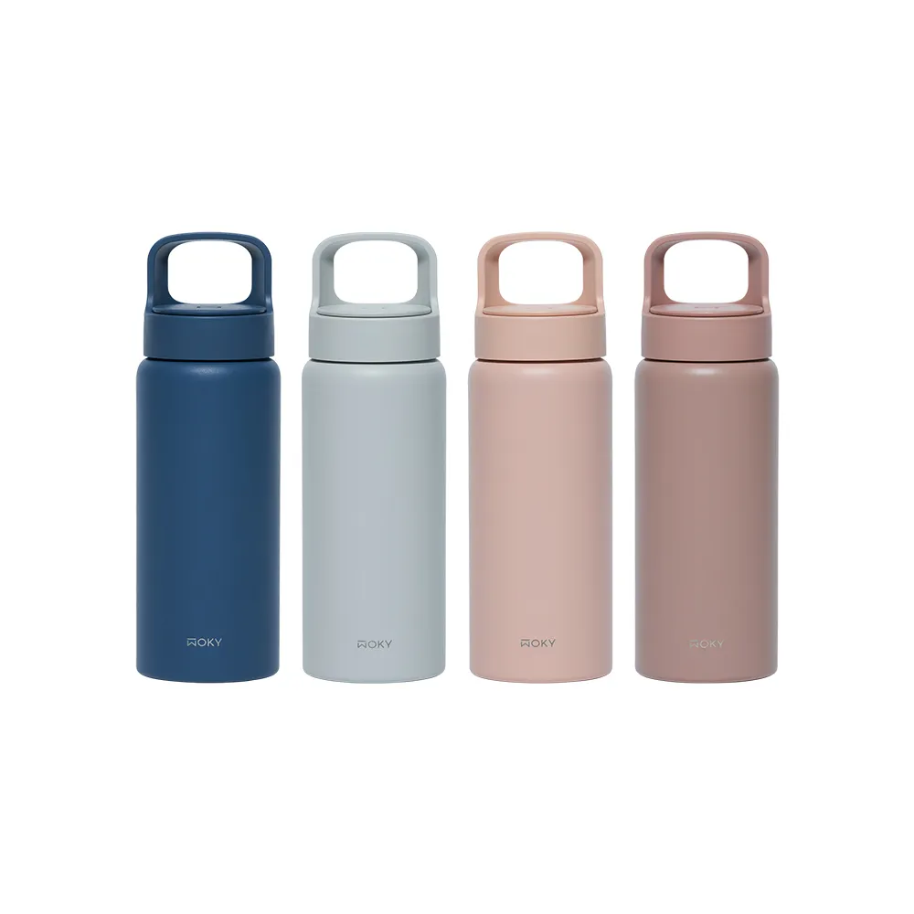 【WOKY 沃廚】輕芯鈦瓷提手運動保溫瓶600ml(運動水壺/保冰保溫杯)