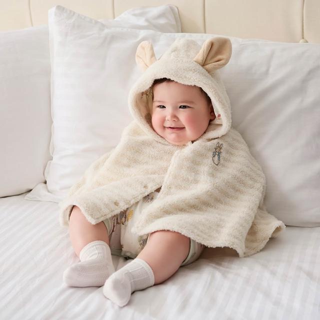 【奇哥】萌兔森林條紋雙面穿披風/外套 ( 1-3歲 寶寶斗篷 連帽披風 秋冬保暖外套 )