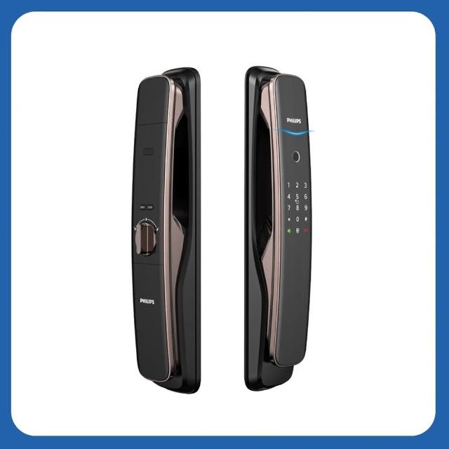 【Philips 飛利浦】702E 五合一推拉式聯網智能門鎖/電子鎖(指紋│卡片│密碼│鑰匙│WiFi/含安裝)