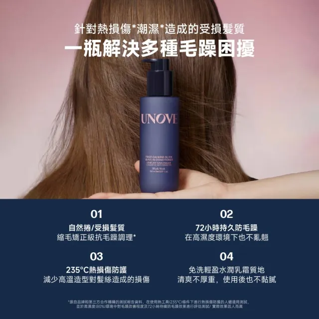 【UNOVE】柔諾伊 絲滑抗毛躁免洗護髮乳150ml+角蛋白柔順修護髮膜207ml