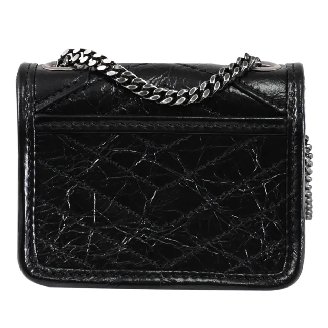 【YSL】NIKI 揉製牛皮超迷你斜背零錢包/小廢包(黑)