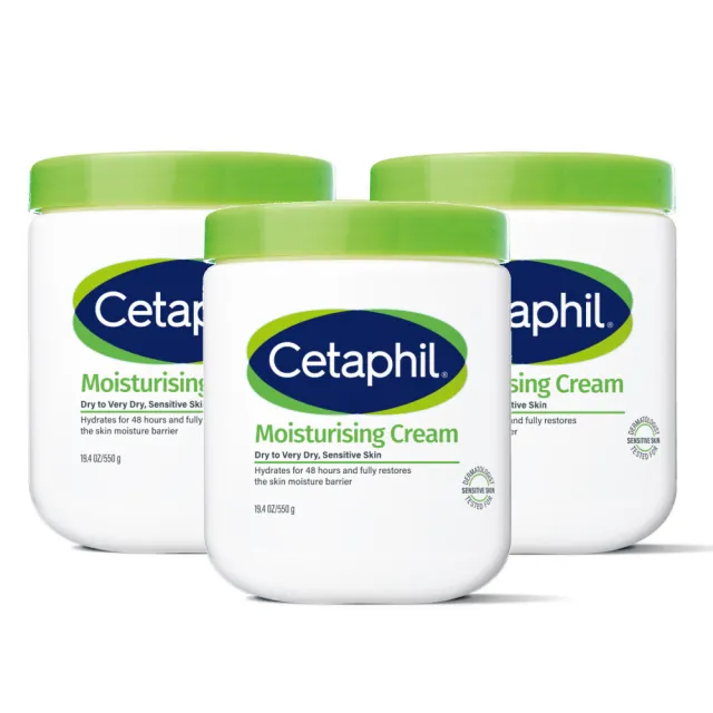 【Cetaphil】長效潤膚霜 550gx3入(溫和乳霜 全新包裝配方升級)