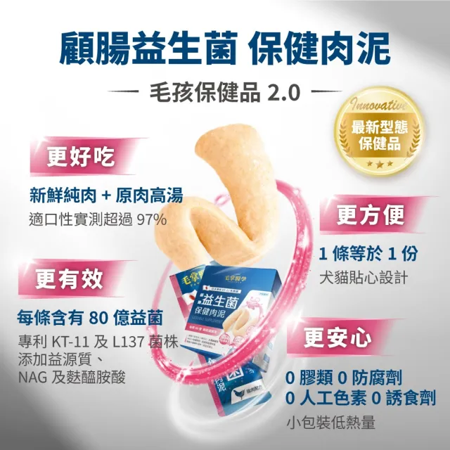 【PawsMed 毛掌醫學】狗貓保健肉泥 6gx30包 魚油/免疫/益生菌/關節/腎臟保養(犬貓保健 犬貓零食)