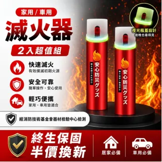 【寶媽咪】MIT謝祖武代言螢光蓋萬用滅火劑2入(簡易使用/防爆/居家安全/攜帶式滅火/火災/車用滅火)