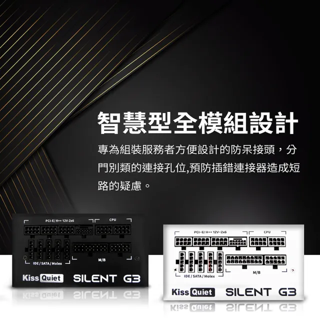 【KISS QUIET】凱斯克 Silent G3-純白 650W-ATX 3.1(金牌 全模組 電源供應器 PCIE5.1)
