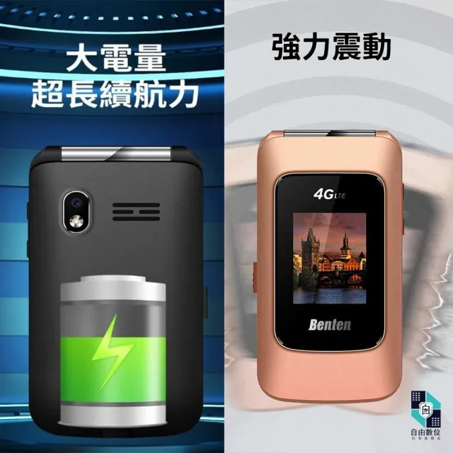 【Benten 奔騰】F70 新款摺疊機 長輩機 4G VoLTE 雙螢幕(原廠標配 快速撥號 語音王 按鍵手機 老人機)