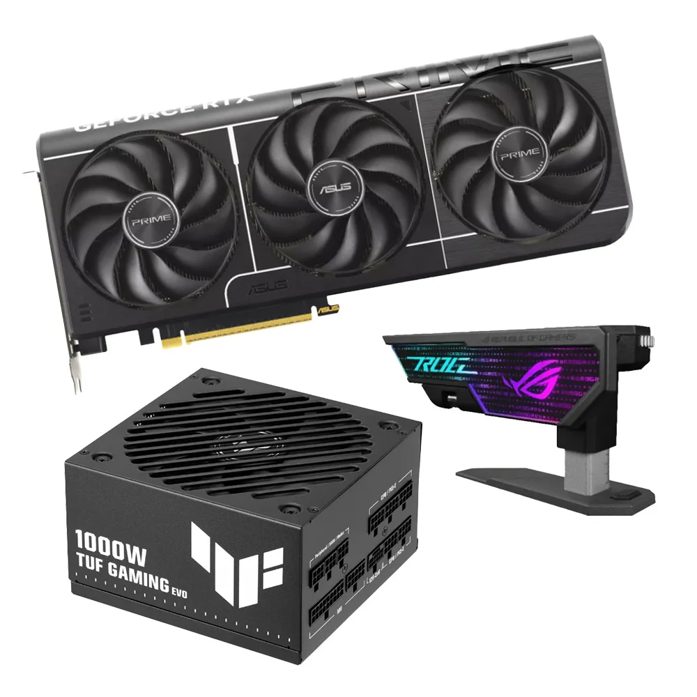 【ASUS 華碩】超值組★PRIME GeForce RTX 5070 12GB 顯示卡+TUF Gaming 1000W 金牌電源+ROG支撐架