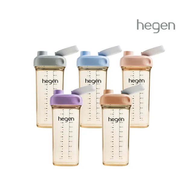 【hegen】總代理｜PCTO™金色奇蹟PPSU多功能方圓型寬口水瓶2.0 330ml(嫣粉/霧灰/沁藍/漾紫/柔褐楓)