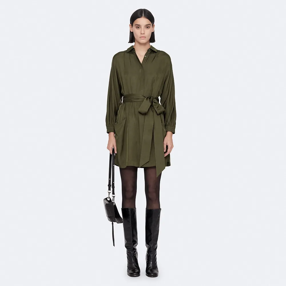 【ALLSAINTS】NOORA 絲質綁帶短洋裝 W230DF