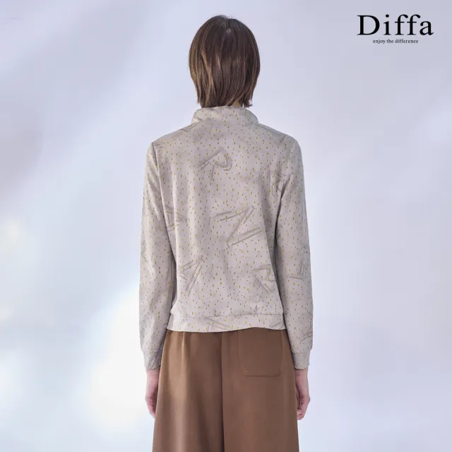 【Diffa】雨滴織紋抽繩長袖針織衫-女