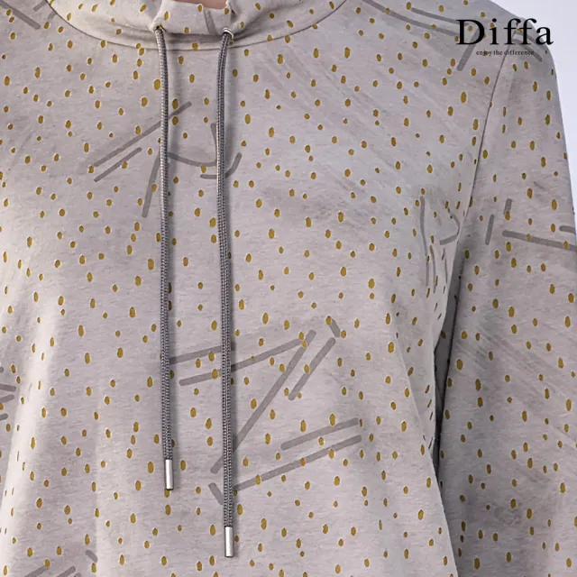 【Diffa】雨滴織紋抽繩長袖針織衫-女