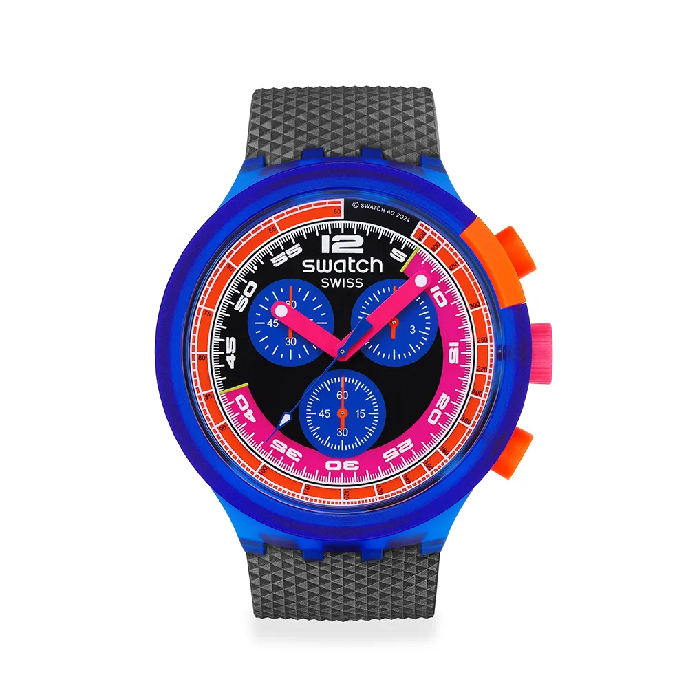 【SWATCH】NEON PARTY TO THE MAX 大錶面手錶/男錶/女錶/瑞士製造 SB06N102(47mm)