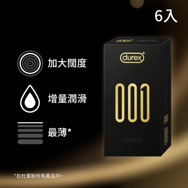 【Durex 杜蕾斯】001水性PU衛生套標準裝1盒(6入 保險套/衛生套/安全套/避孕套/避孕)