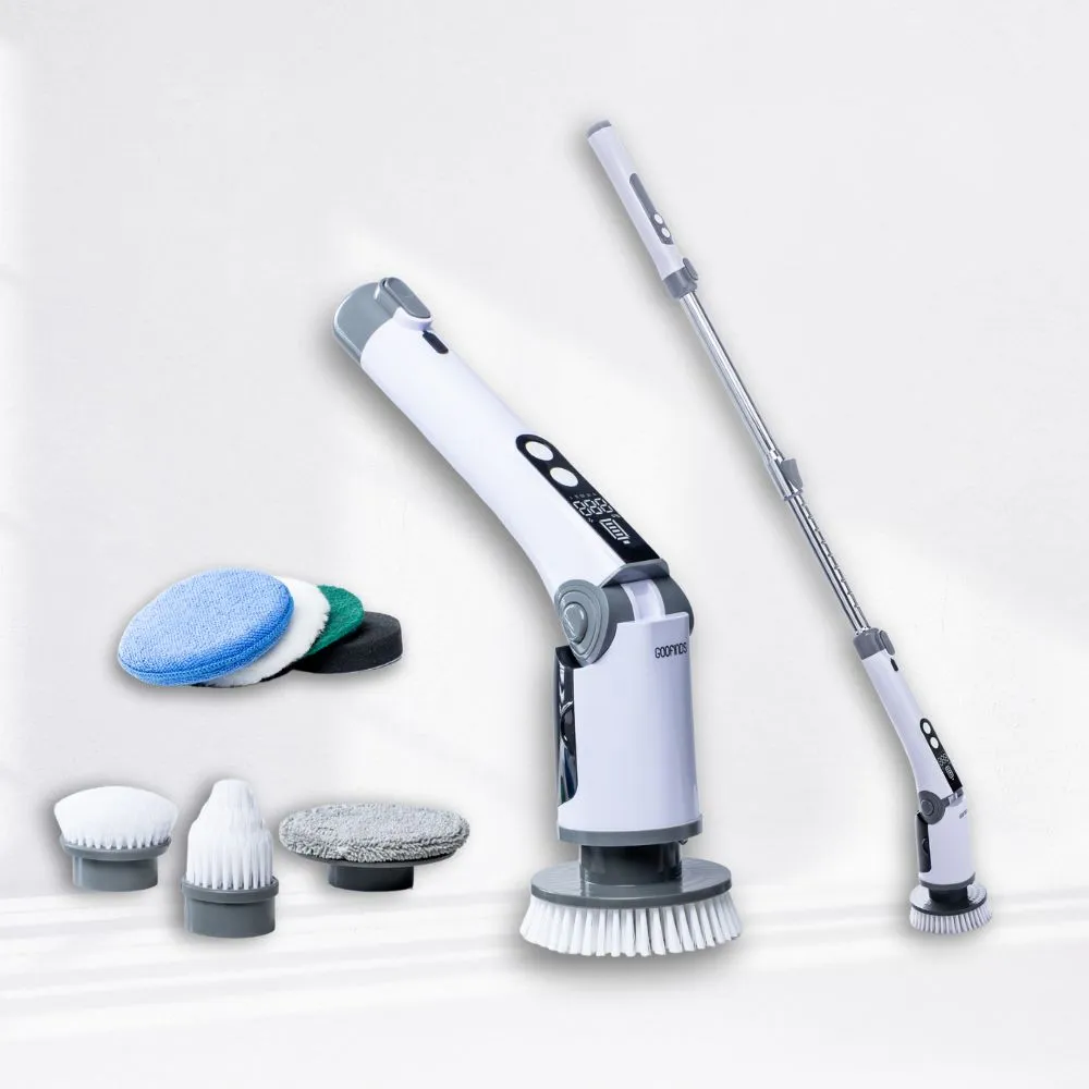 【GOOFINDS 谷凡】「IPX8全防水」電動清潔刷PRO(GH203/ 5段轉速/ 泡沫噴灑/ 刷地板/ 刷浴室)
