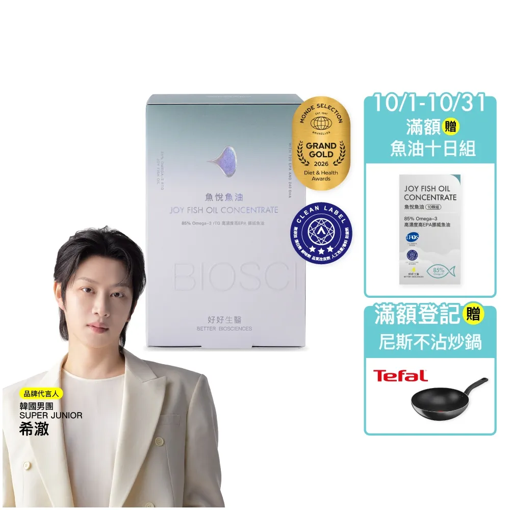 【好好生醫】85%高濃度高EPA挪威魚油『魚悅魚油』・60顆/盒
