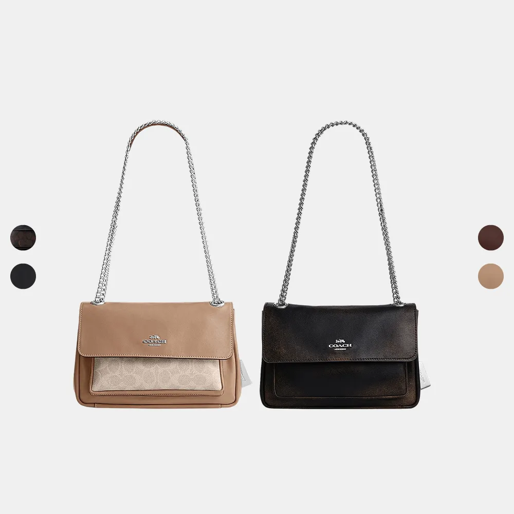 【COACH】蔻馳官方直營 ELODIE 24 復古摯愛皮革/經典SIGNATURE斜背手袋 斜背包-多色任選(CFQ03/CFP99)