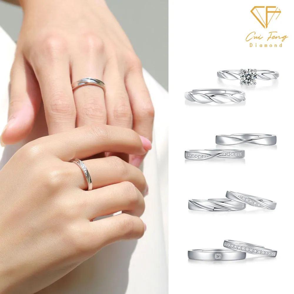 【CF Diamond】｜莫桑鑽情侶對戒系列 新品兩入組 (男女戒指 鑽戒 男戒 女戒 (雙11 生日 禮物) 送禮)